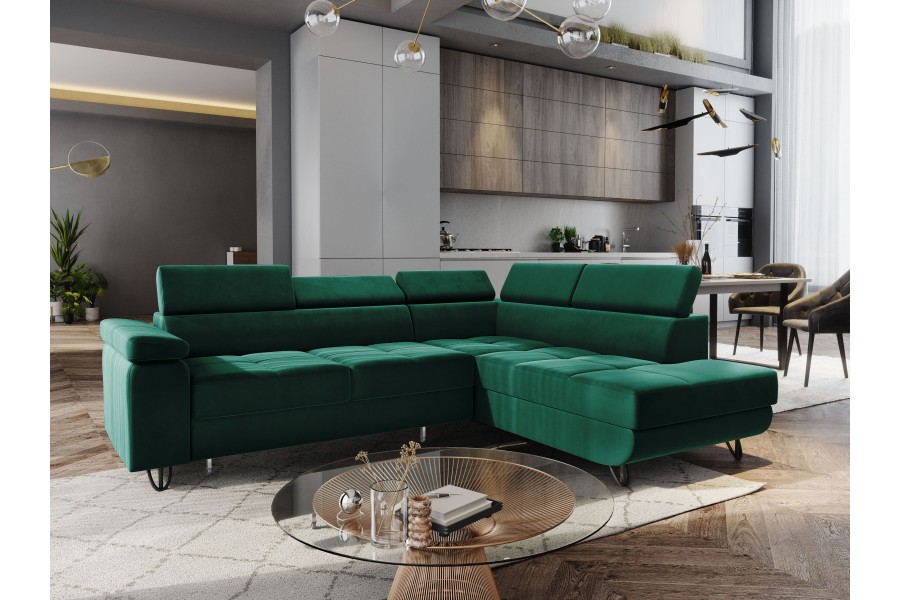 Narożnik z funkcją spania JELLY pojemnik na pościel (Strona narożnika: Strona lewa - Kolor nóżek: Chrom - Magic Velvet: Magic Velvet 2282)