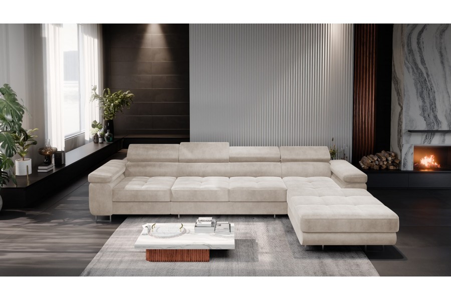 Narożnik Velvet Maxi z funkcją spania (Strona narożnika: Strona lewa - Kolor nóżek: Czarne - Magic Velvet: Magic Velvet 2282)