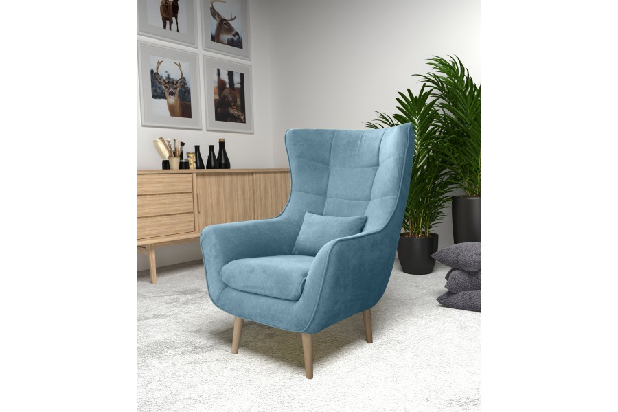 Nowoczesny Fotel Donat skandynawski (Kolor nóżek: Wenge (brąz) - Magic Velvet: Magic Velvet 2241)